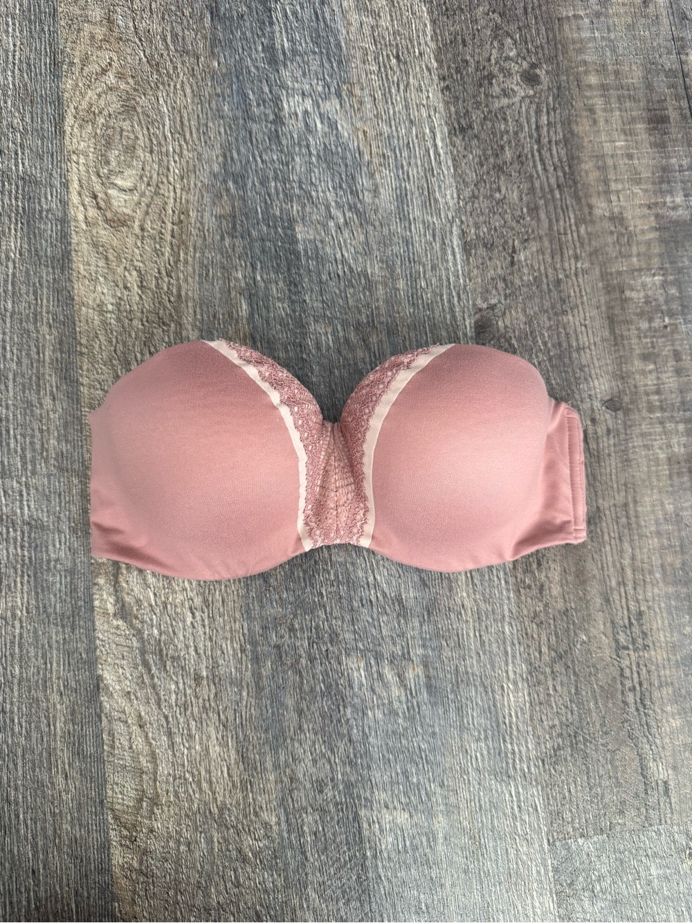 Victoria's Secret Strapless Lace-Trim Bra - Dusty Pink